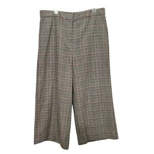 LOFT NWT Sz14. Linen blend Gingham Pink Gray Blk wide leg maxi pants.‎ Stylish.